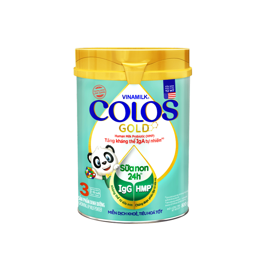 ColosGold 3: Growing Up Milk Powder – Increase by 8 times natural IgA antibodies – the most antibody found in breast milk. For strong immunity, kids grow well