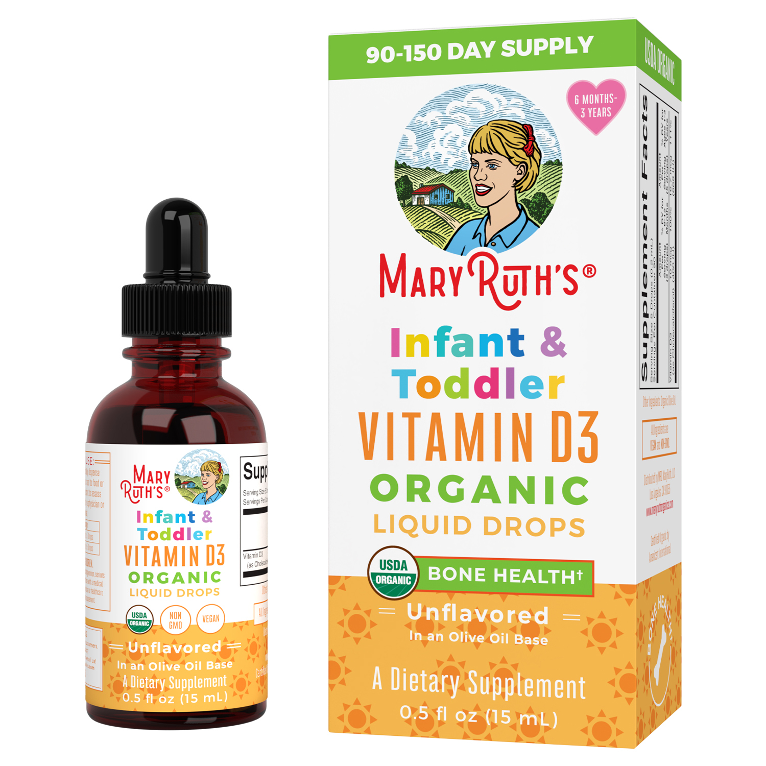 Infant & Toddler Vitamin D3 Organic Liquid Drops – Unflavored