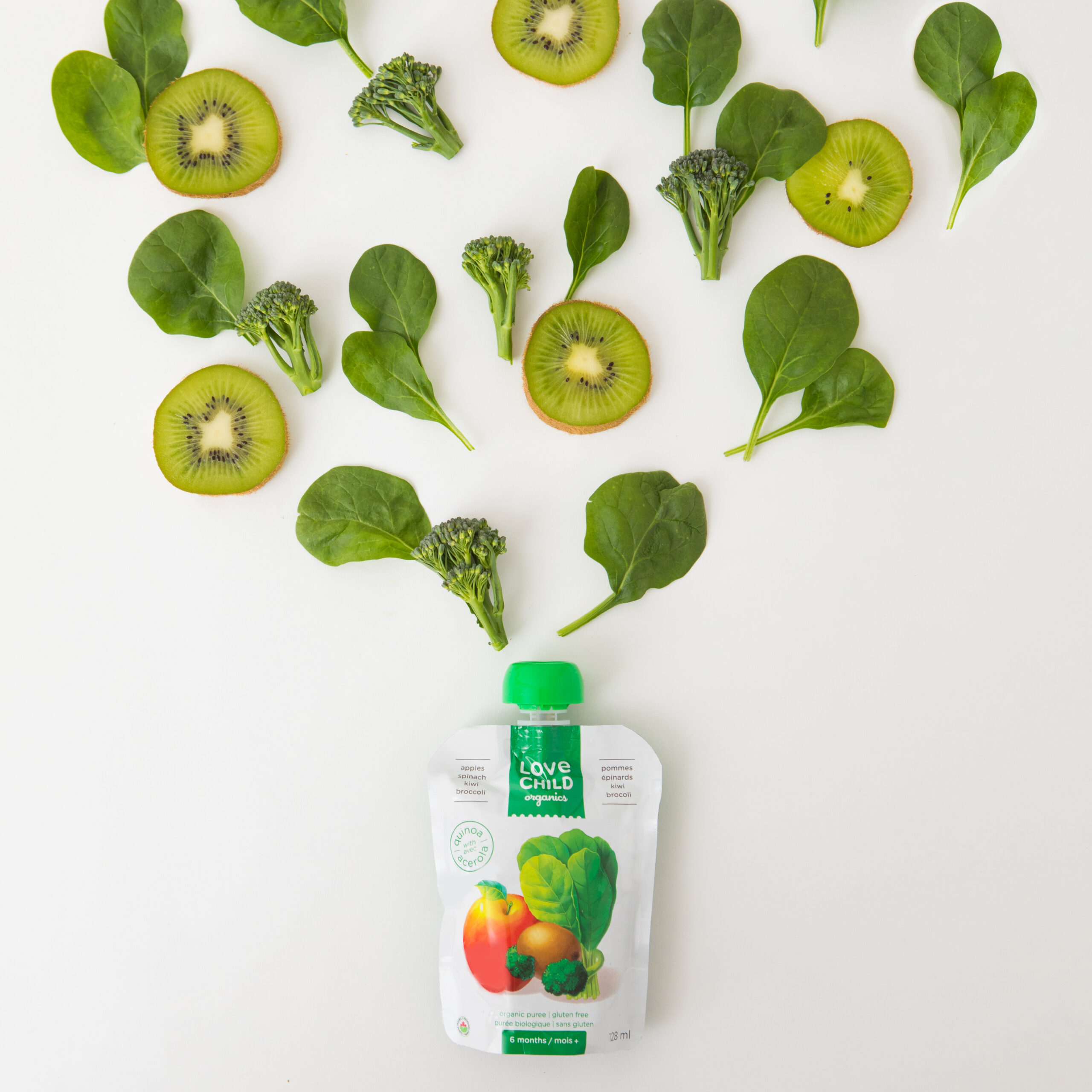 Apple, Spinach, Kiwi, Broccoli