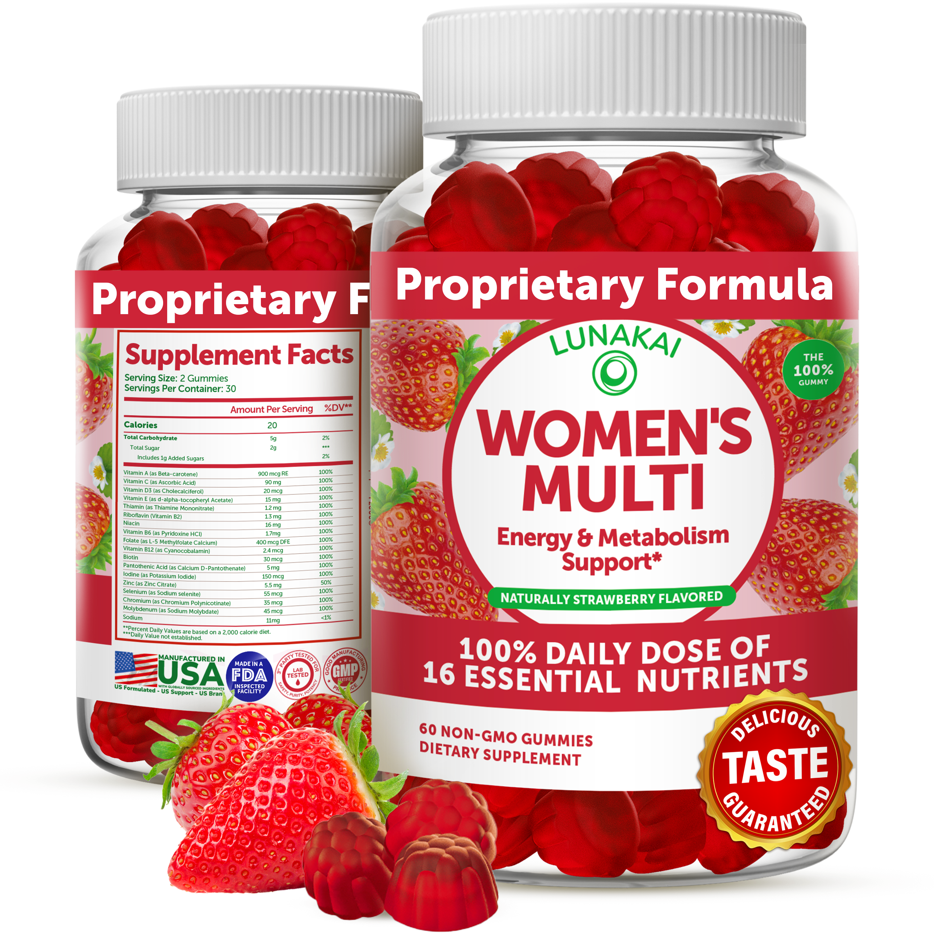 Women’s Daily Multivitamin Supplement Gummies – Strawberry