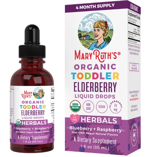Organic Toddler Elderberry Liquid Drops – Blueberry + Raspberry