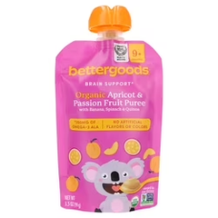 Bettergoods Organic Stage 3 Baby Food Daily Support Blend, Pear and Fig Puree, 3.5 oz Pouch