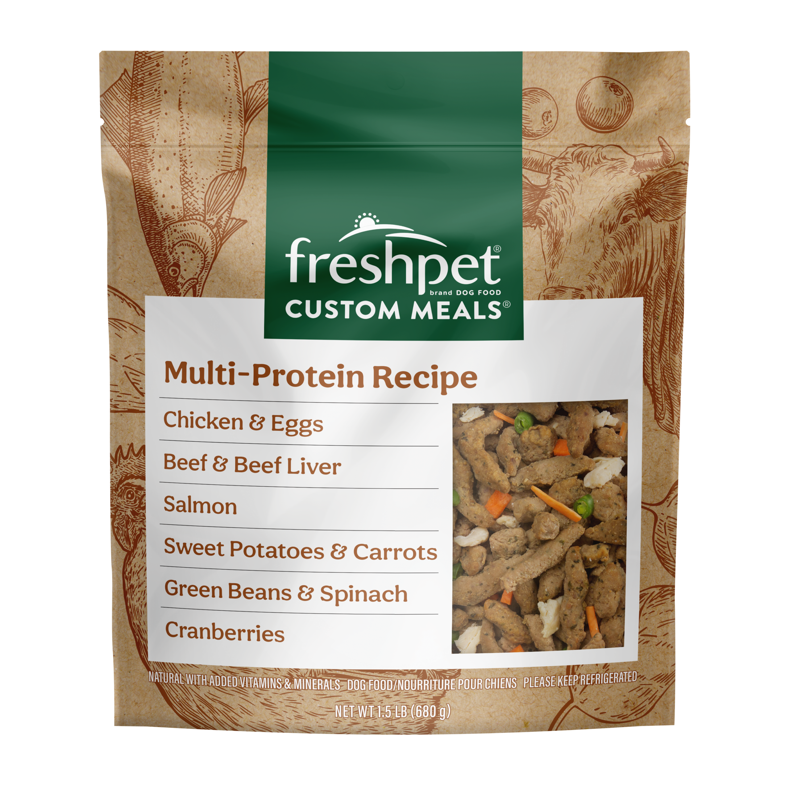 FRESHPET CUSTOM MEALS MULTI PROTEIN RECIPE 1.5 LB