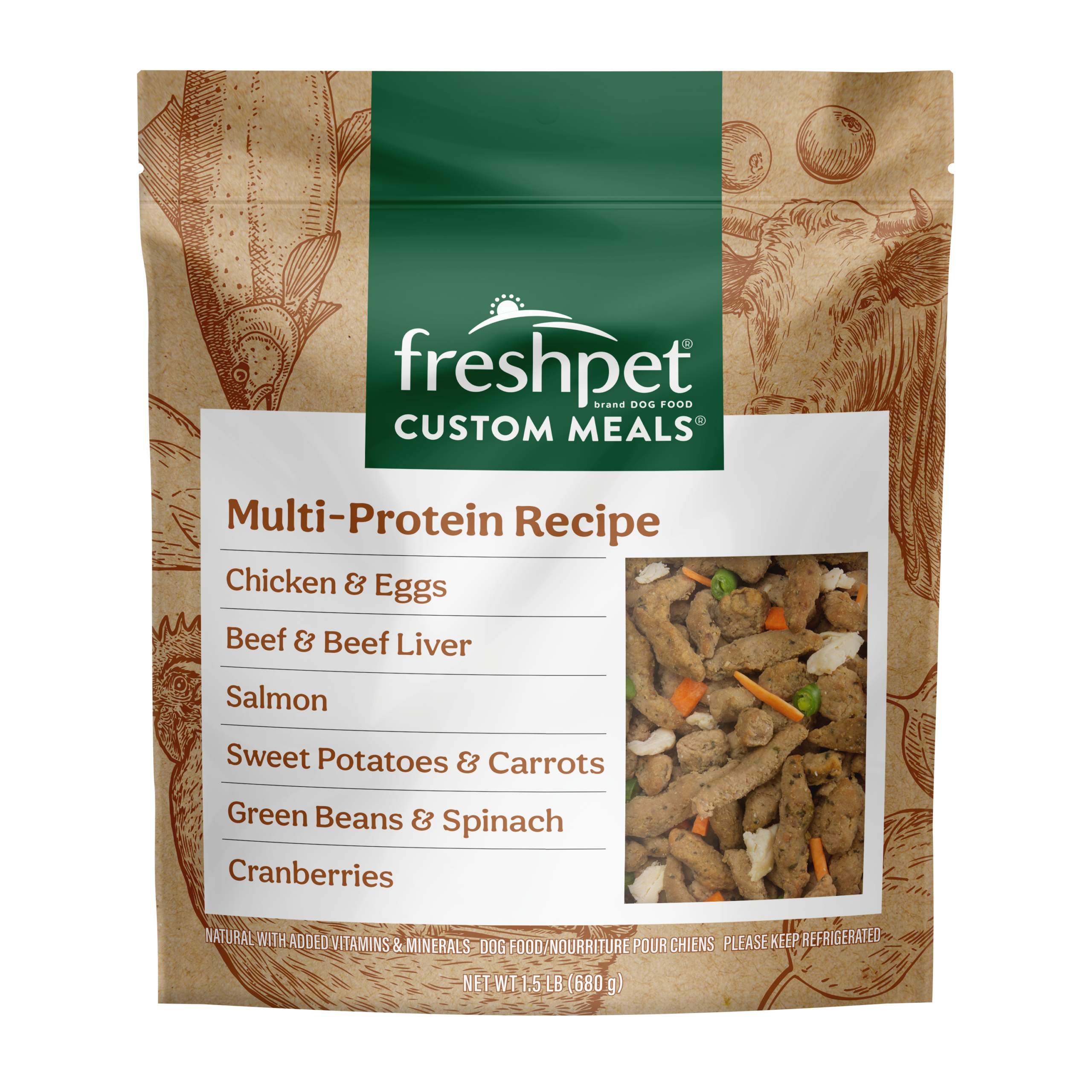 FRESHPET SLCT 1.5 LB ROASTED MEALS MULTI PROTEIN