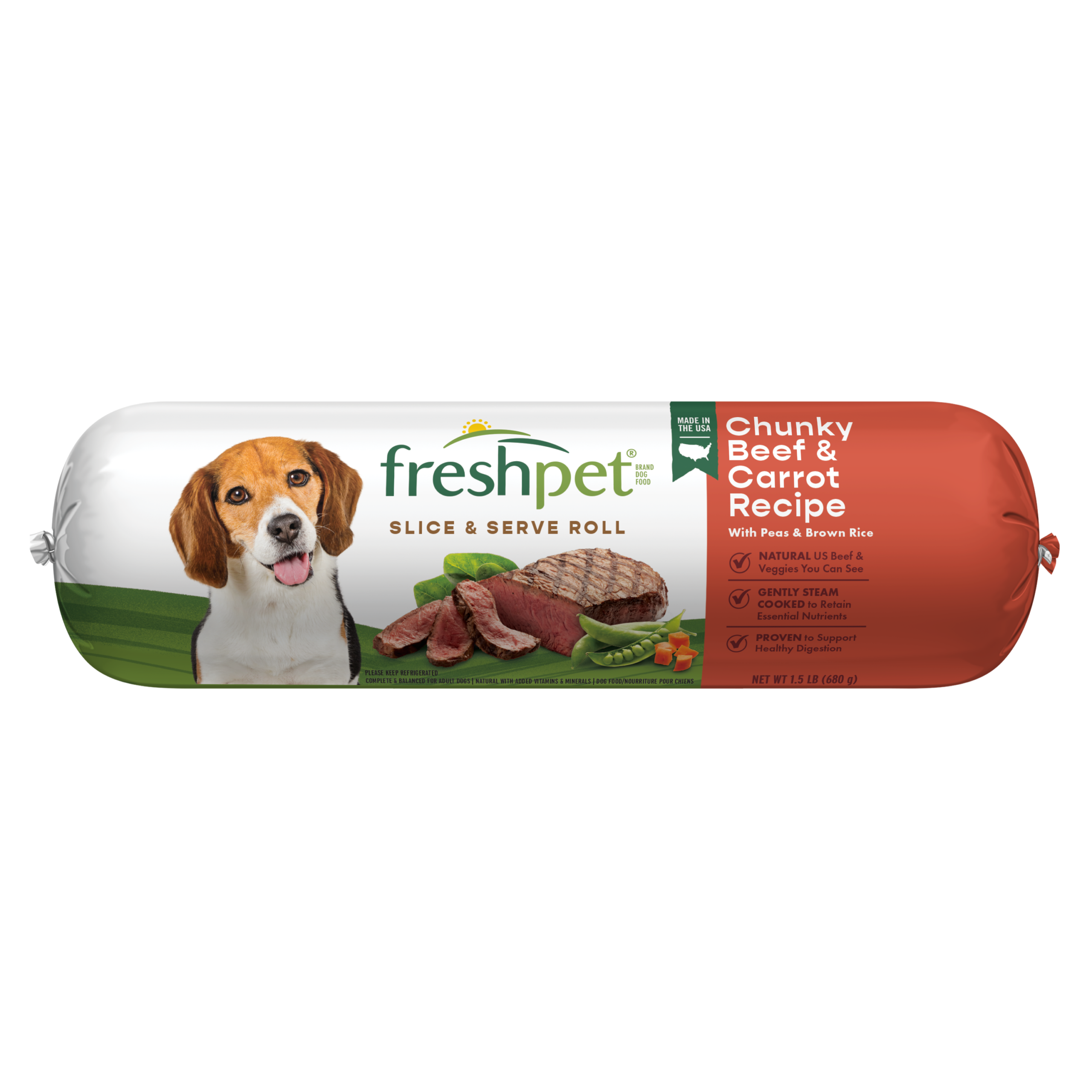 FRESHPET SELECT DOG ROLL CHUNKY BEEF RECIPE 1.5 LB