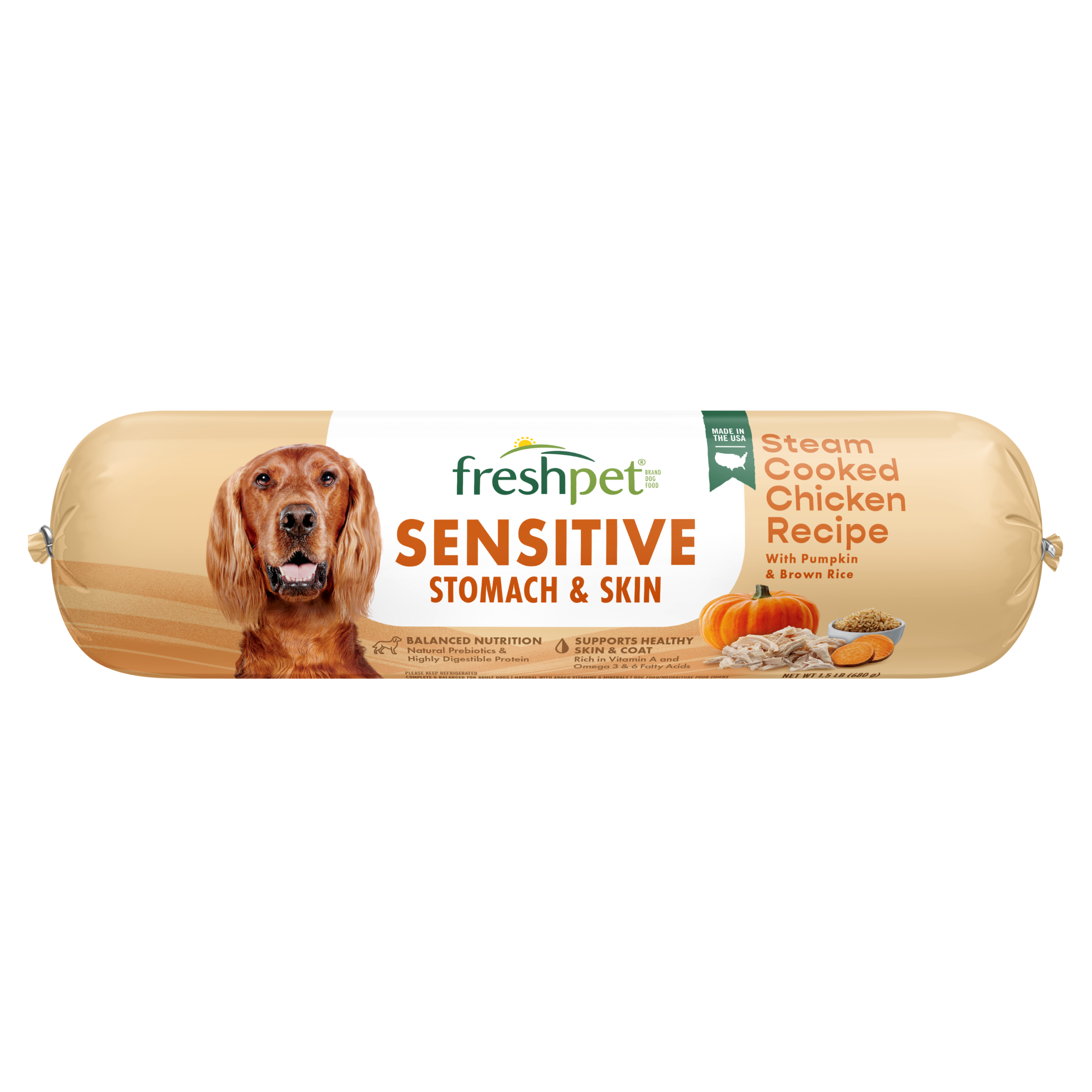 FRESHPET SELECT SENSITIVE STOMACH & SKIN DOG ROLL CHICKEN RECIPE 1.5 LB