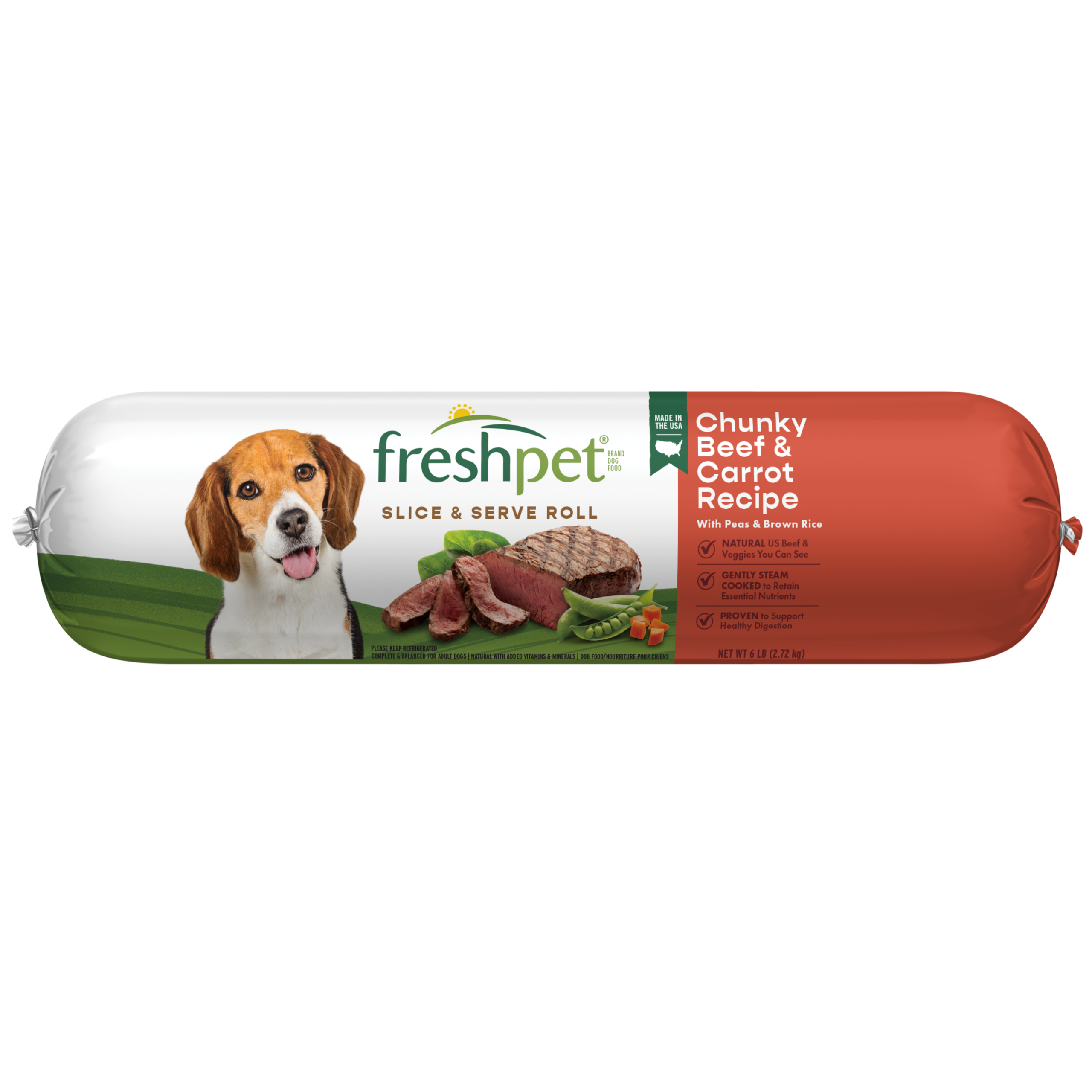 FRESHPET SELECT DOG ROLL CHUNKY BEEF RECIPE 6 LB