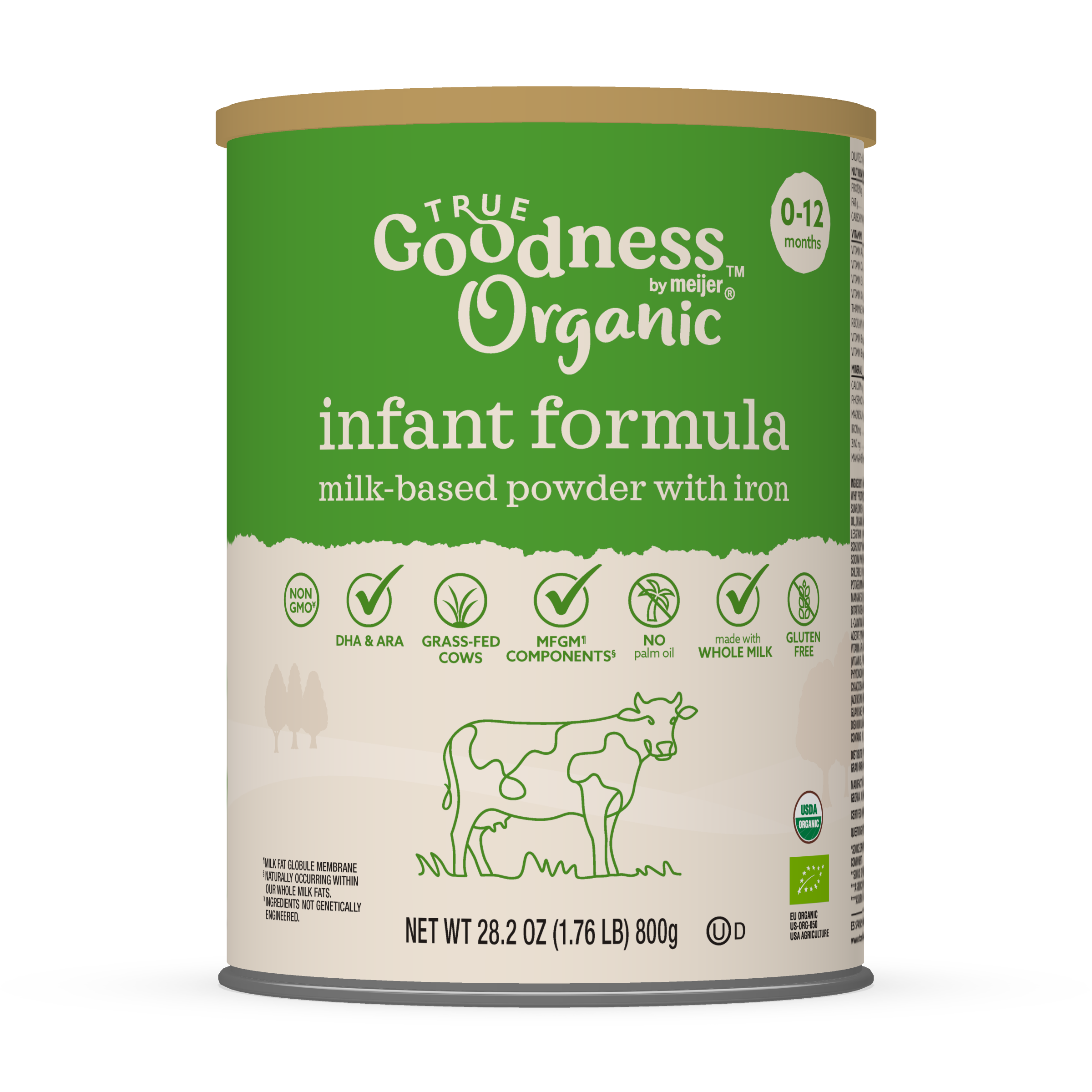 Organic Infant Formula Milk-Based Powder with Iron