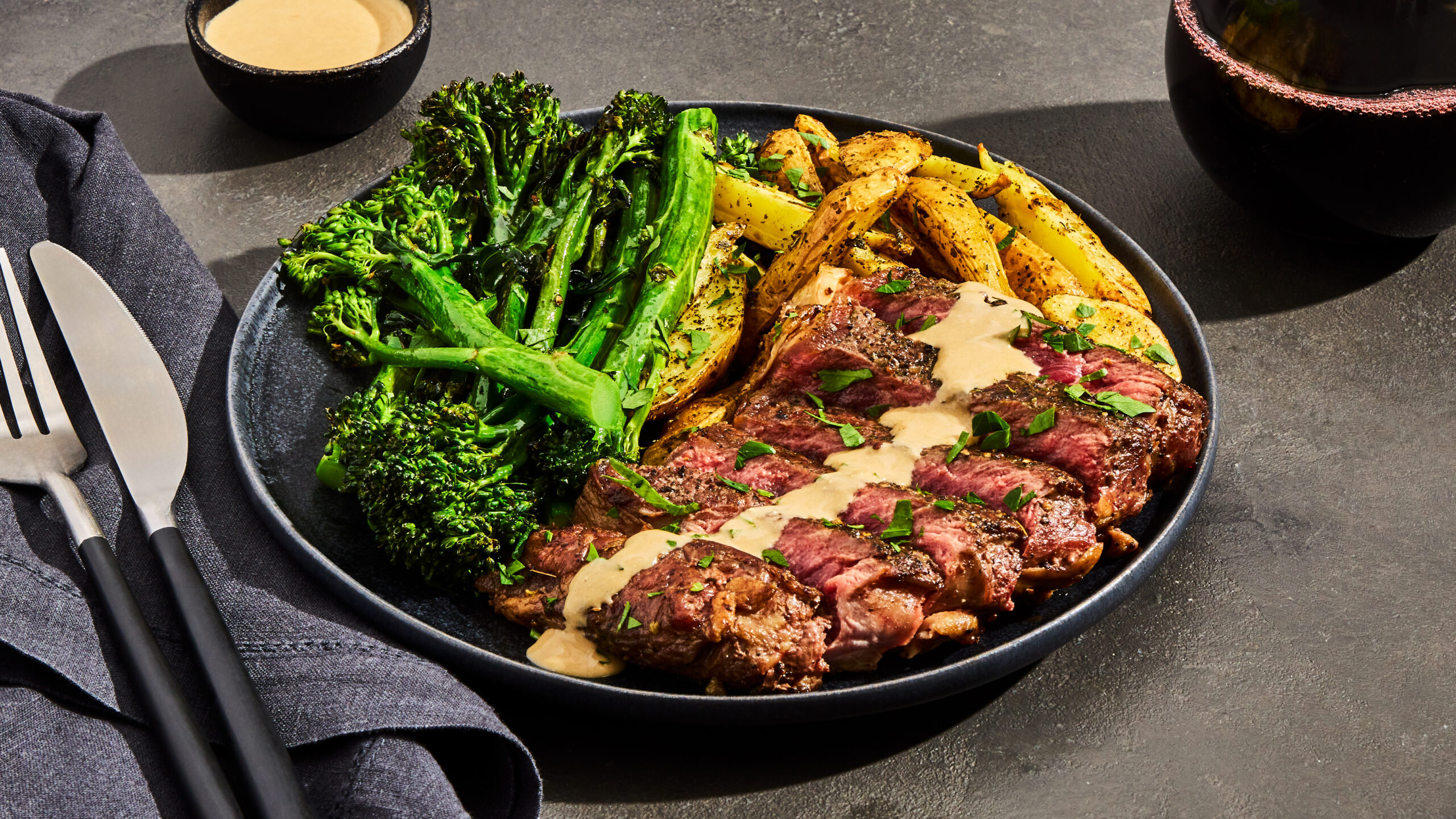 Grass-Fed Rib-Eye with Truffle Cream Sauce