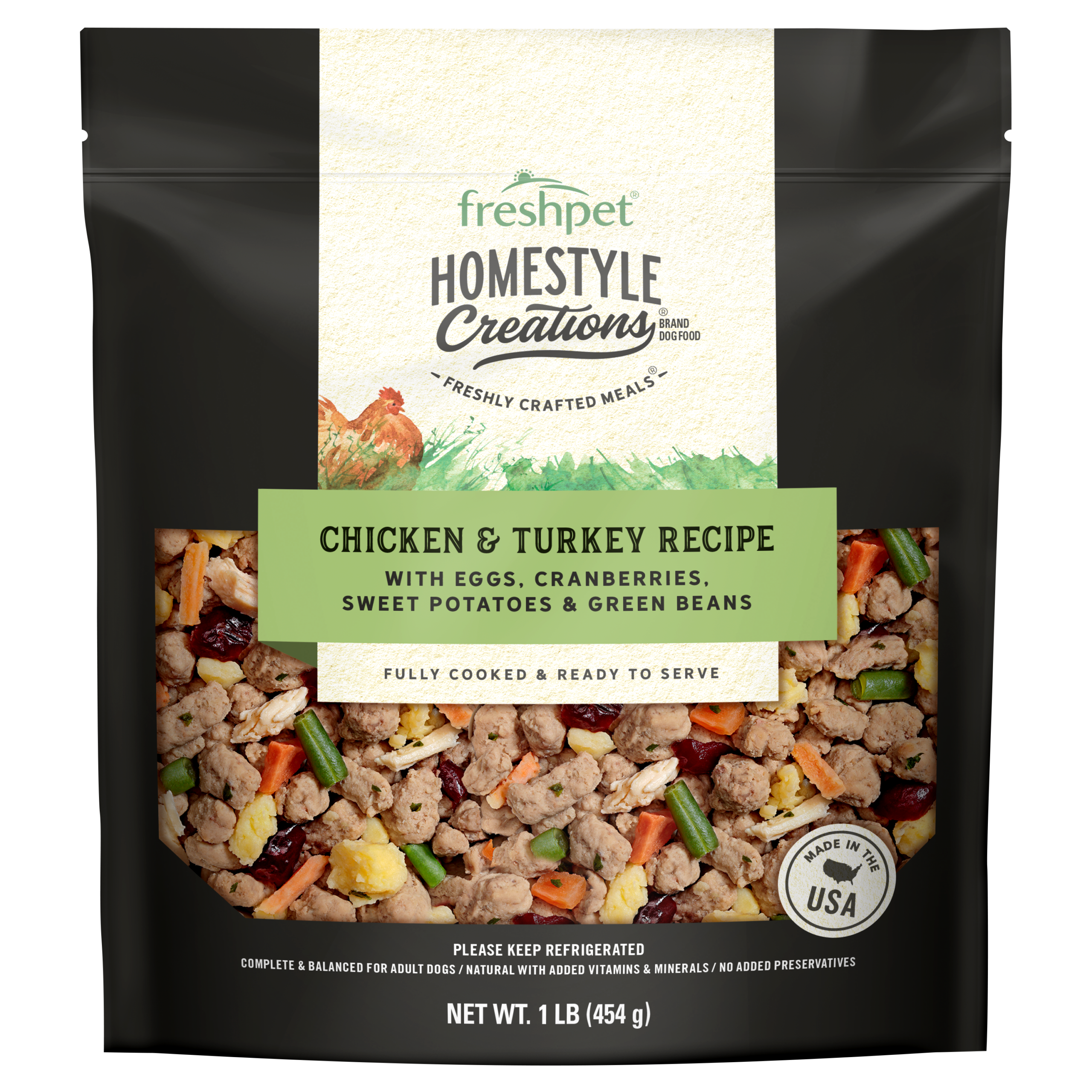 FRESHPET HOMESTYLE CREATIONS DOG MEALS CHICKEN & TURKEY RECIPE 1 LB