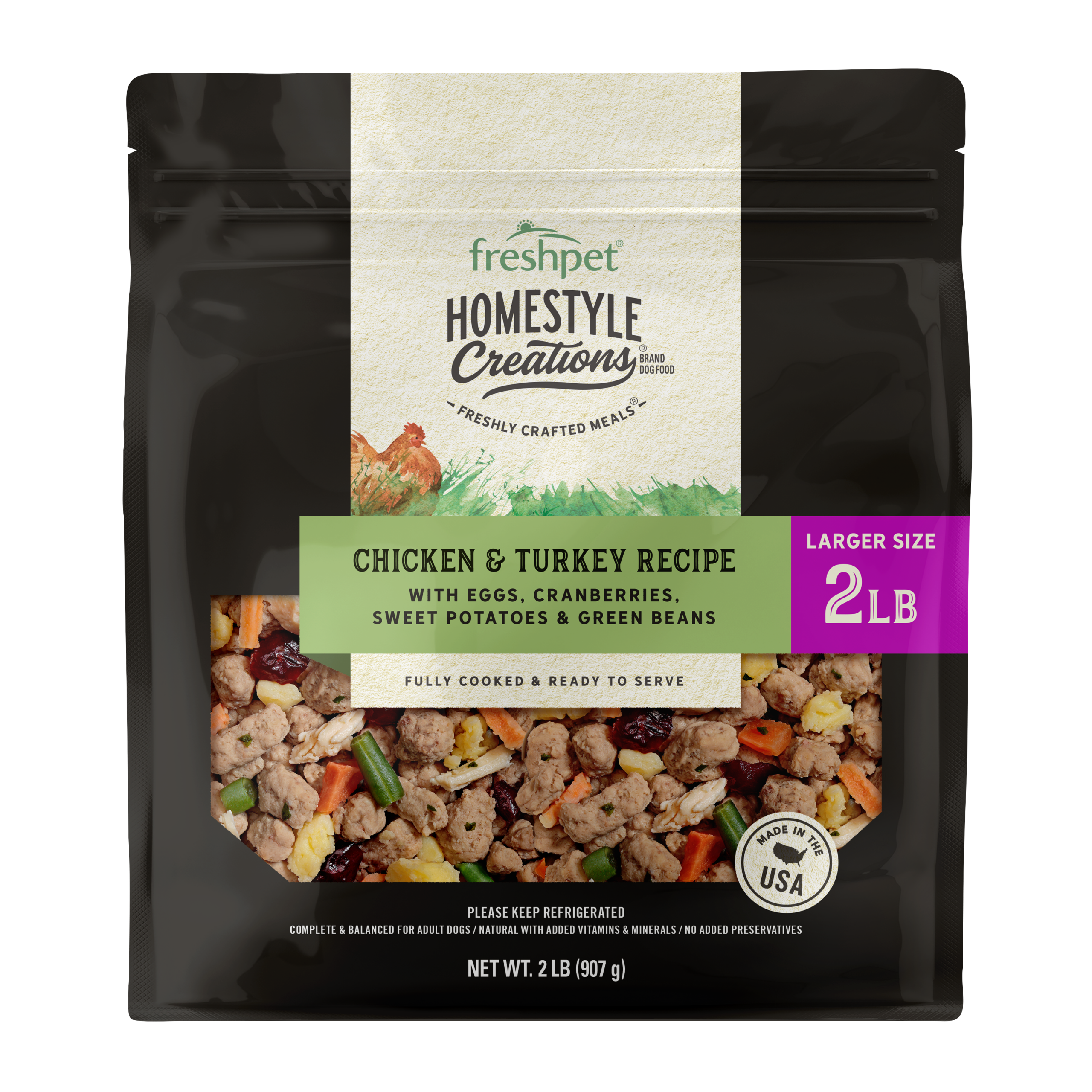 FRESHPET HOMESTYLE CREATIONS DOG MEALS CHICKEN & TURKEY RECIPE 2 LB