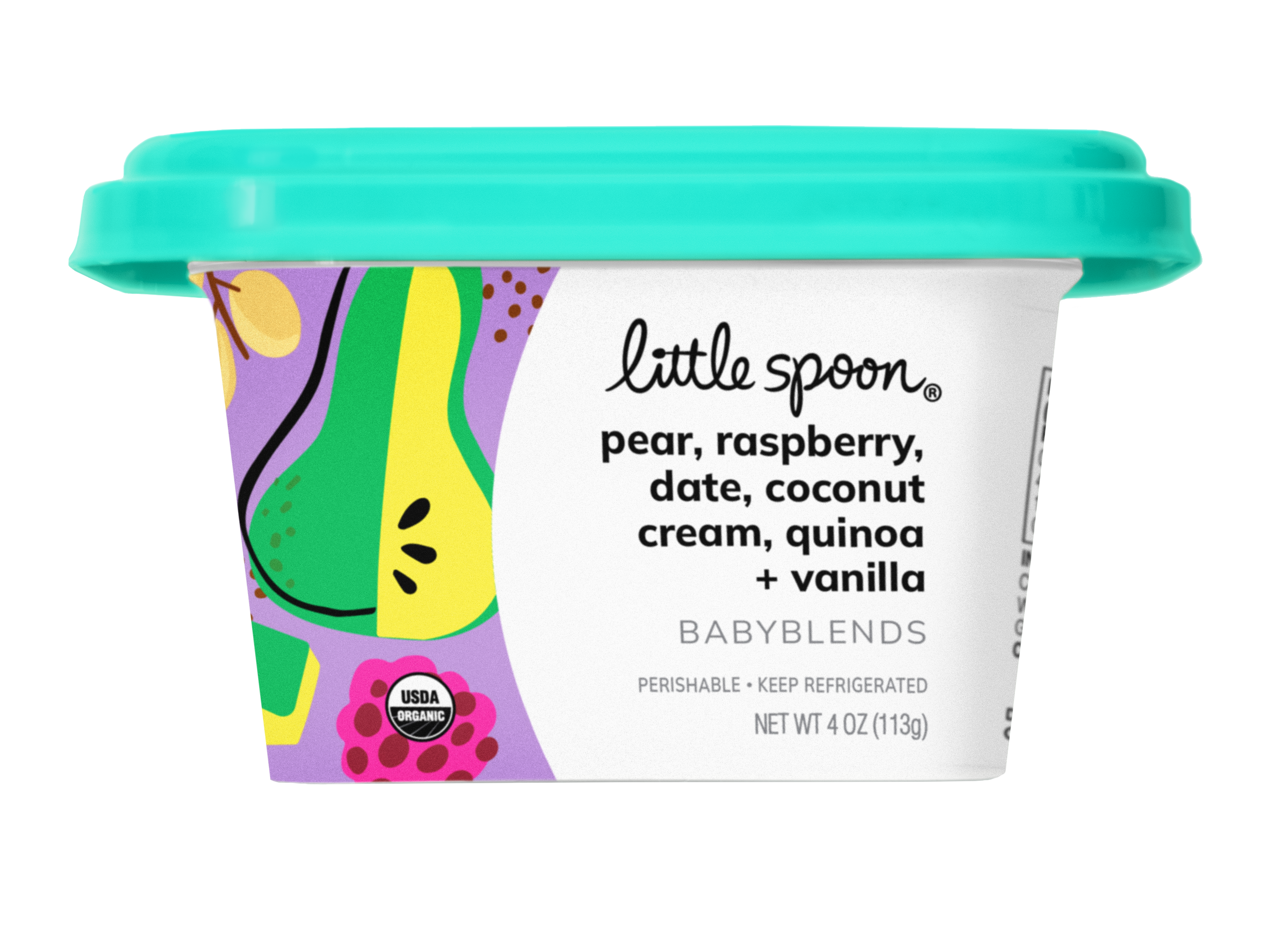 Pear, Raspberry, Date, Coconut Cream, Quinoa+ Vanilla