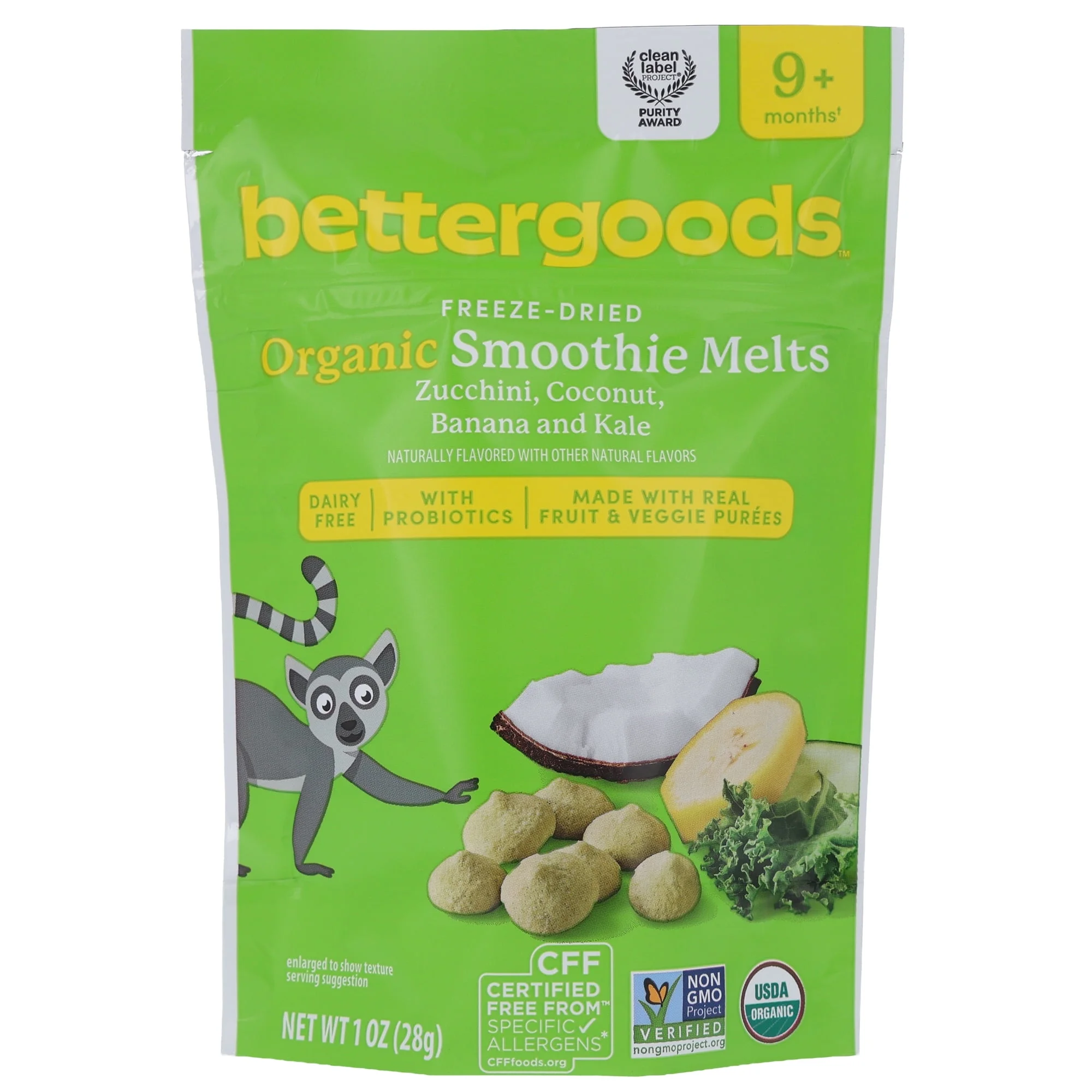 Bettergoods Organic Smoothie Melts – Zucchini Coconut Banana with Kale