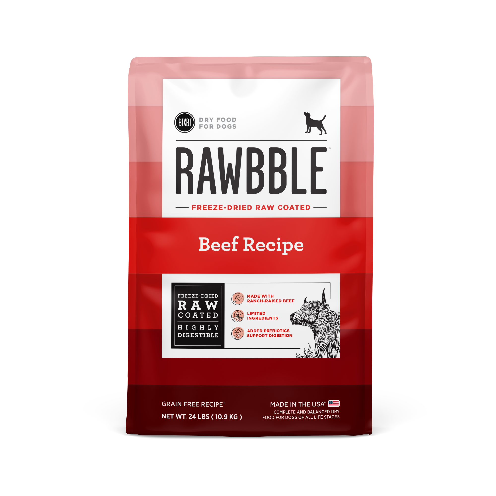 Rawbble® Dry Food for Dogs – Beef Recipe, 24 lb