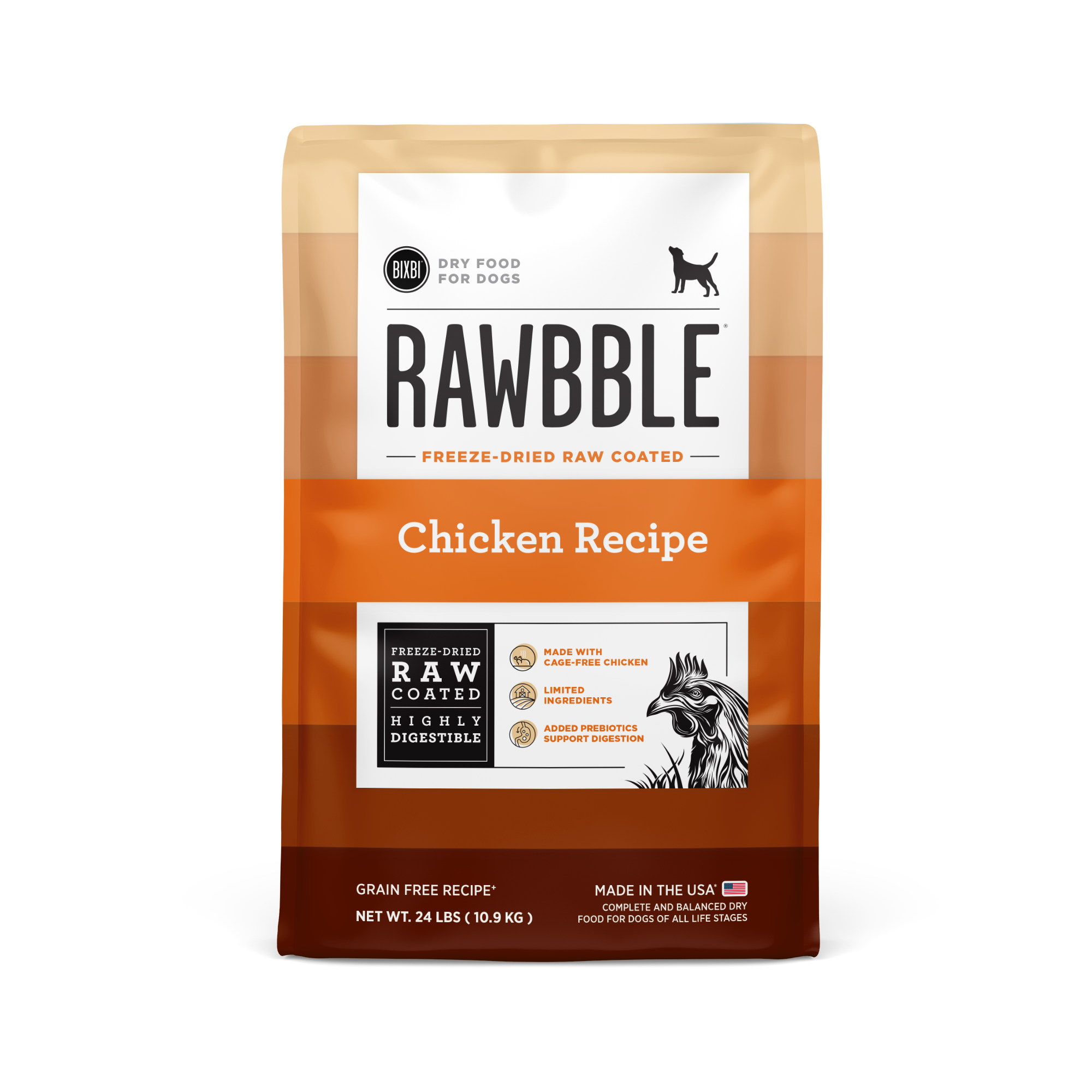 Rawbble® Dry Food for Dogs – Chicken Recipe, 24 lb