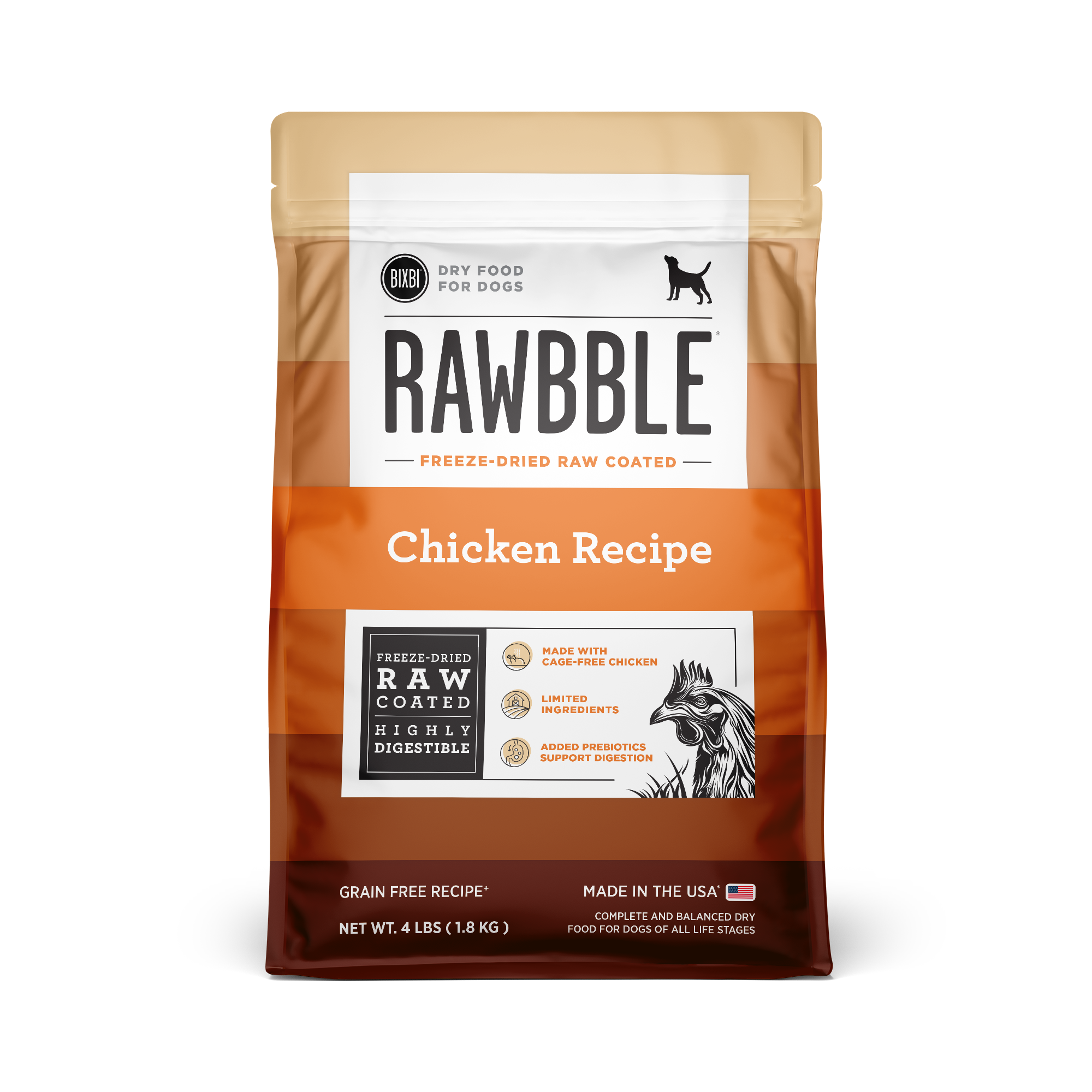 Rawbble® Dry Food for Dogs – Chicken Recipe, 4 lb
