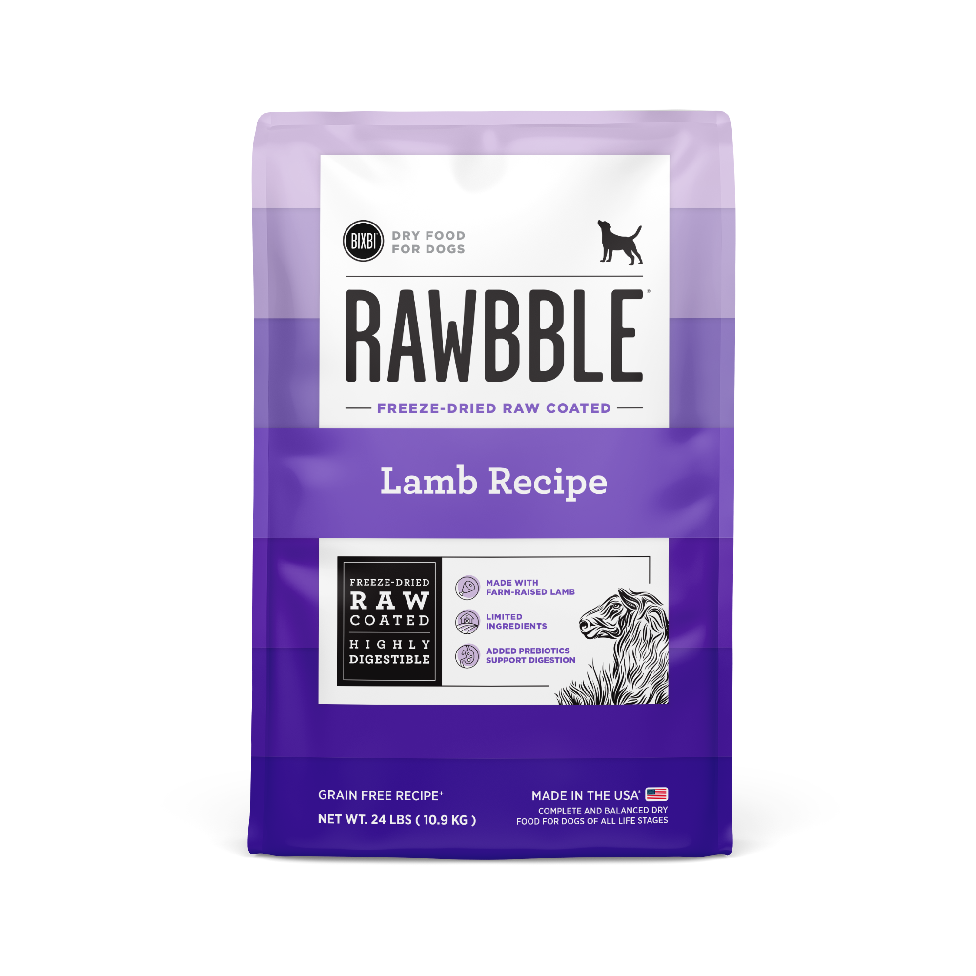 Rawbble® Dry Food for Dogs – Lamb Recipe, 24 lb