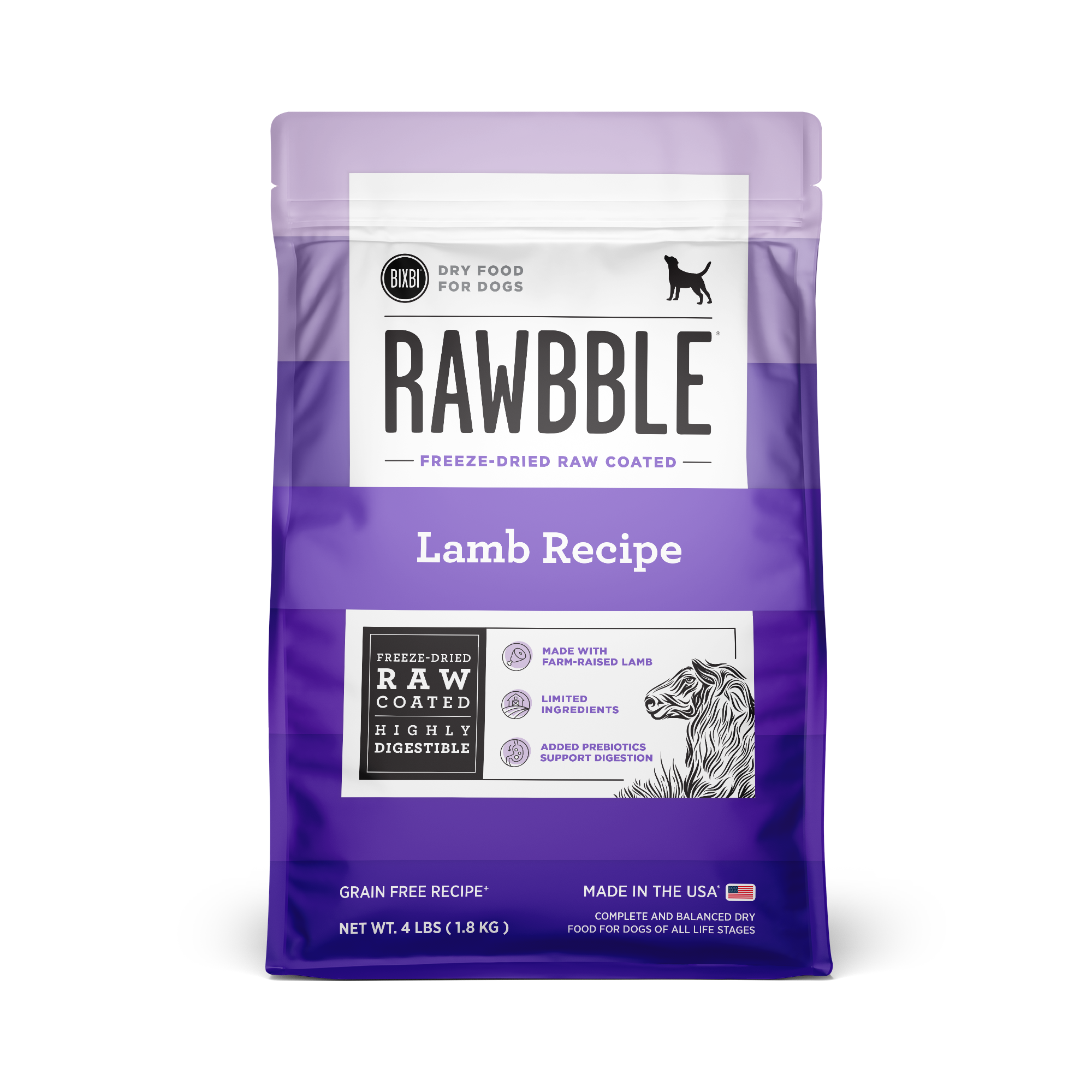 Rawbble® Dry Food for Dogs – Lamb Recipe, 4 lb