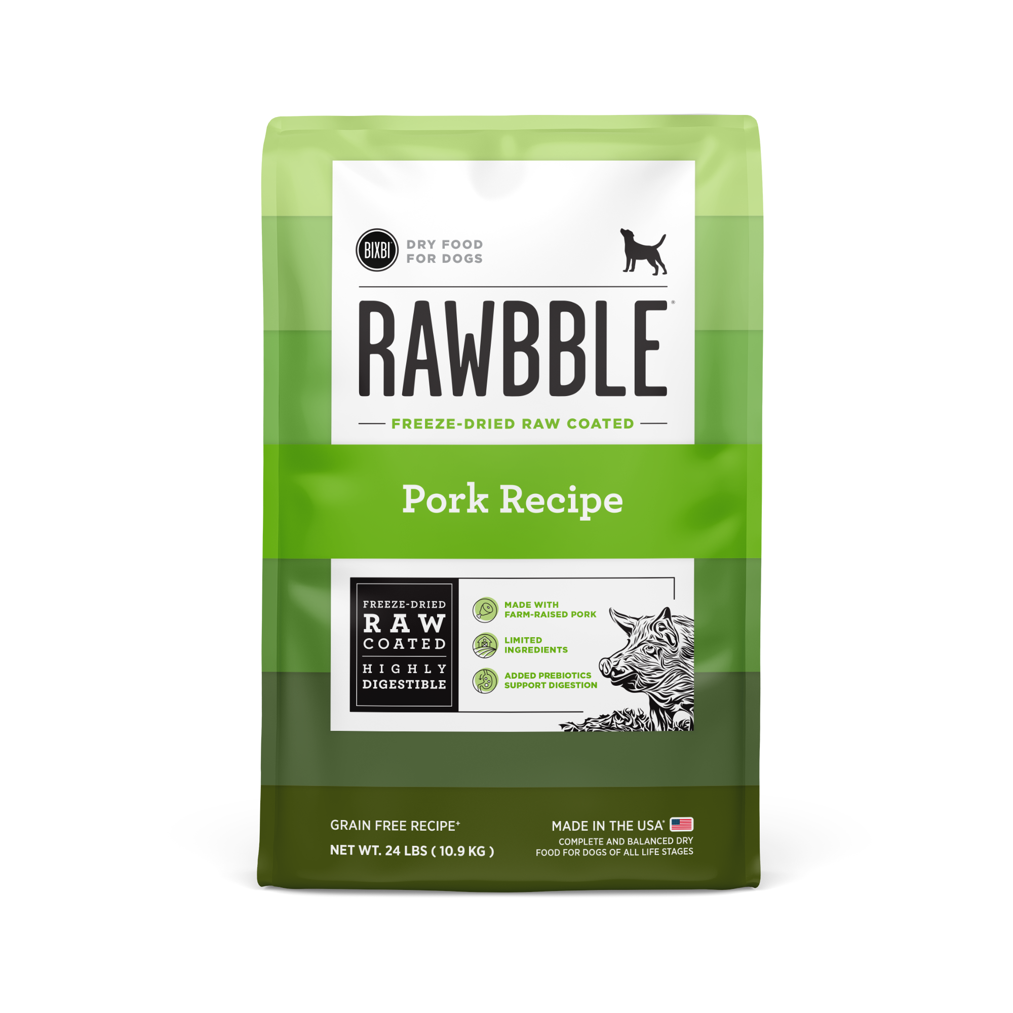 Rawbble® Dry Food for Dogs – Pork Recipe, 24 lb