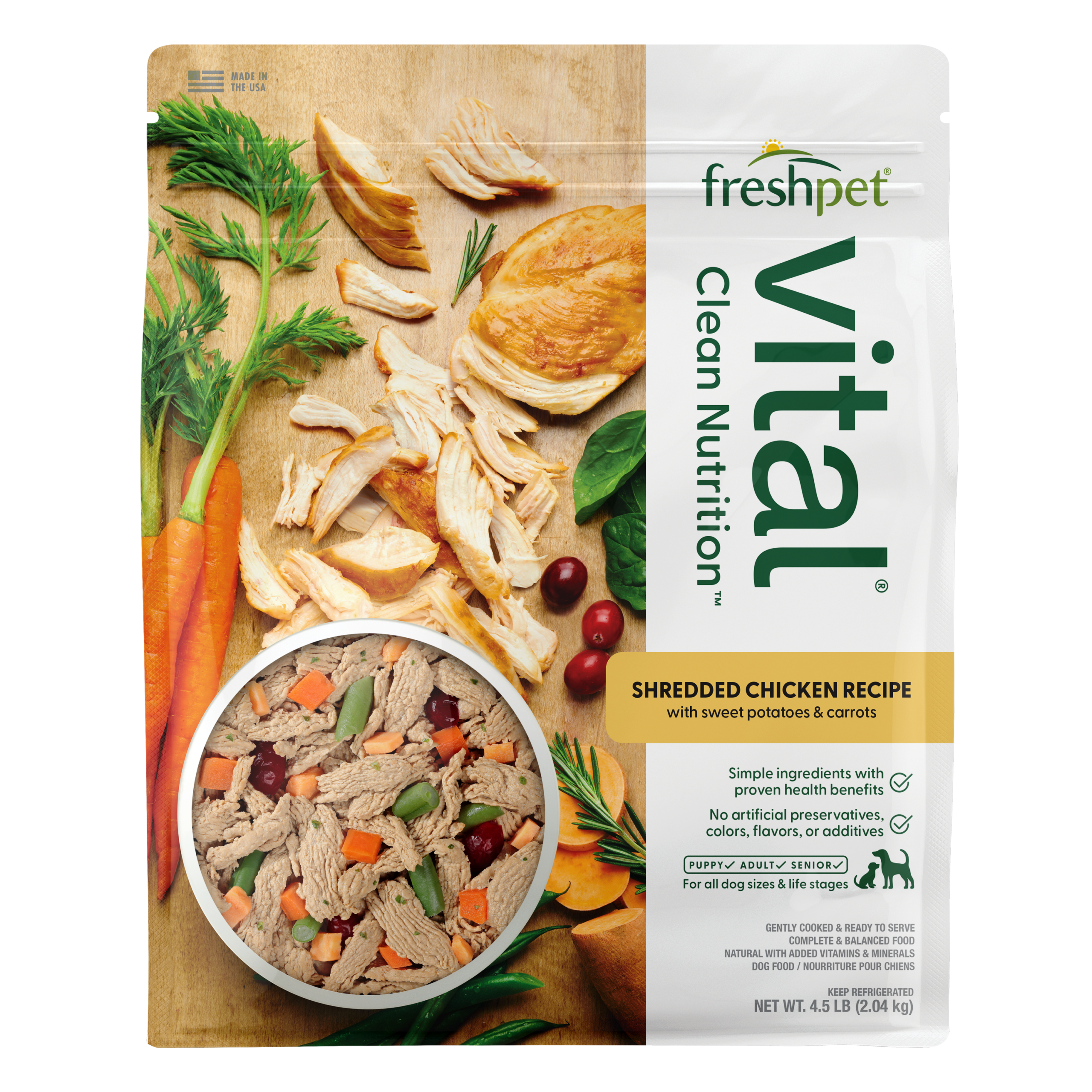 FRESHPET VITAL DOG SHREDDED CHICKEN RECIPE 4.5 LB