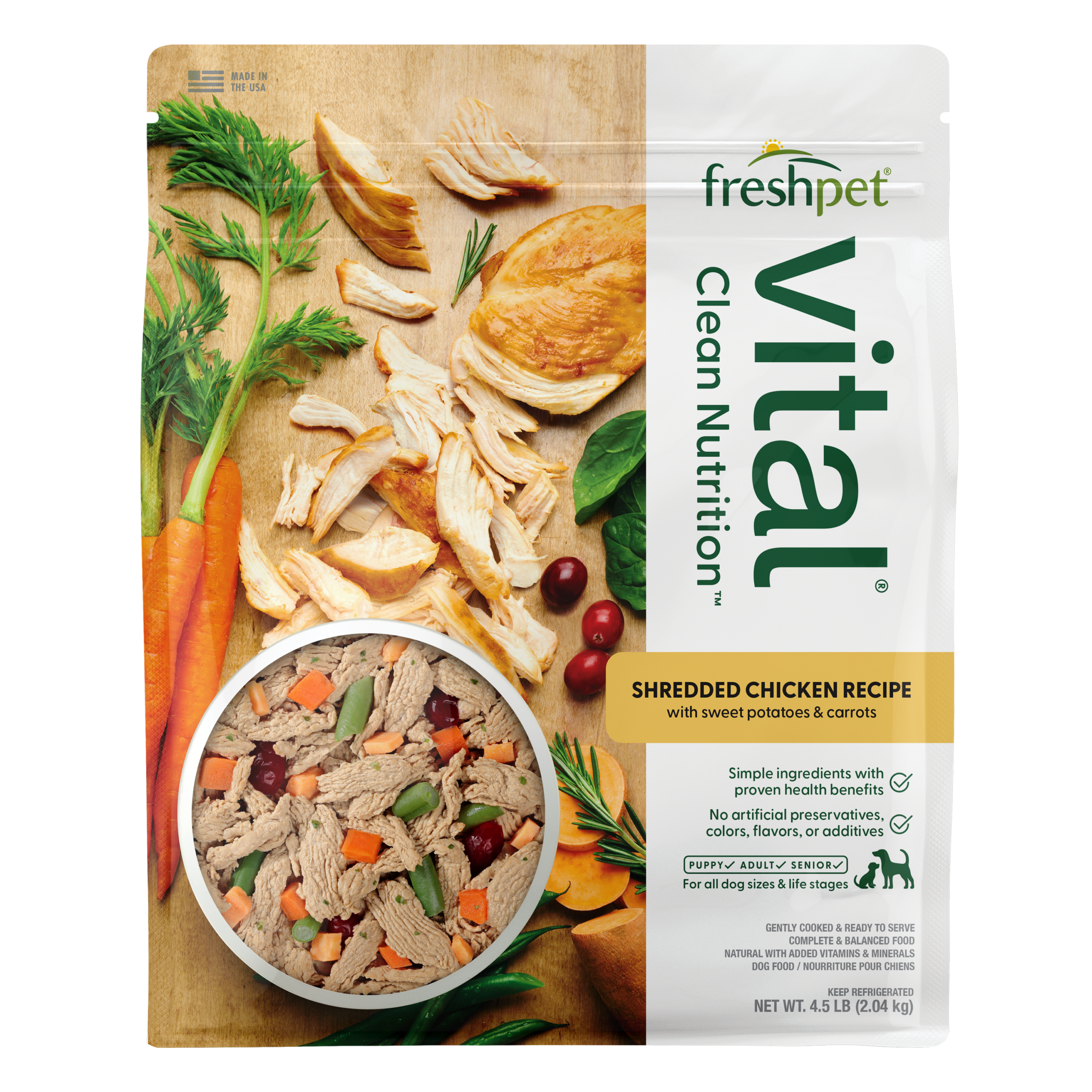 FRESHPET VITAL DOG SHREDDED CHICKEN RECIPE 4.5 LB