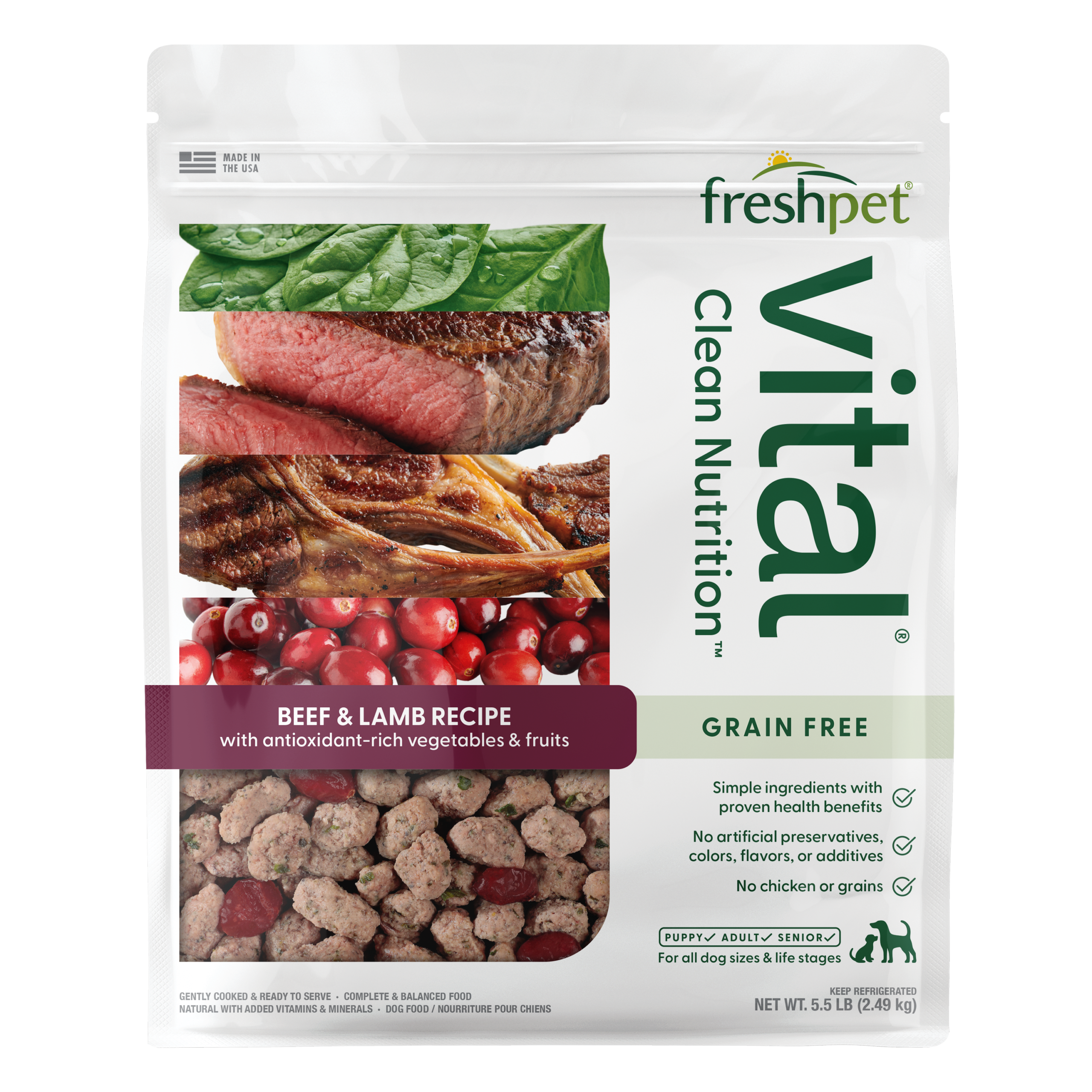 FRESHPET VITAL DOG ROASTED MEALS GRAIN FREE BEEF & LAMB RECIPE 5.5 LB