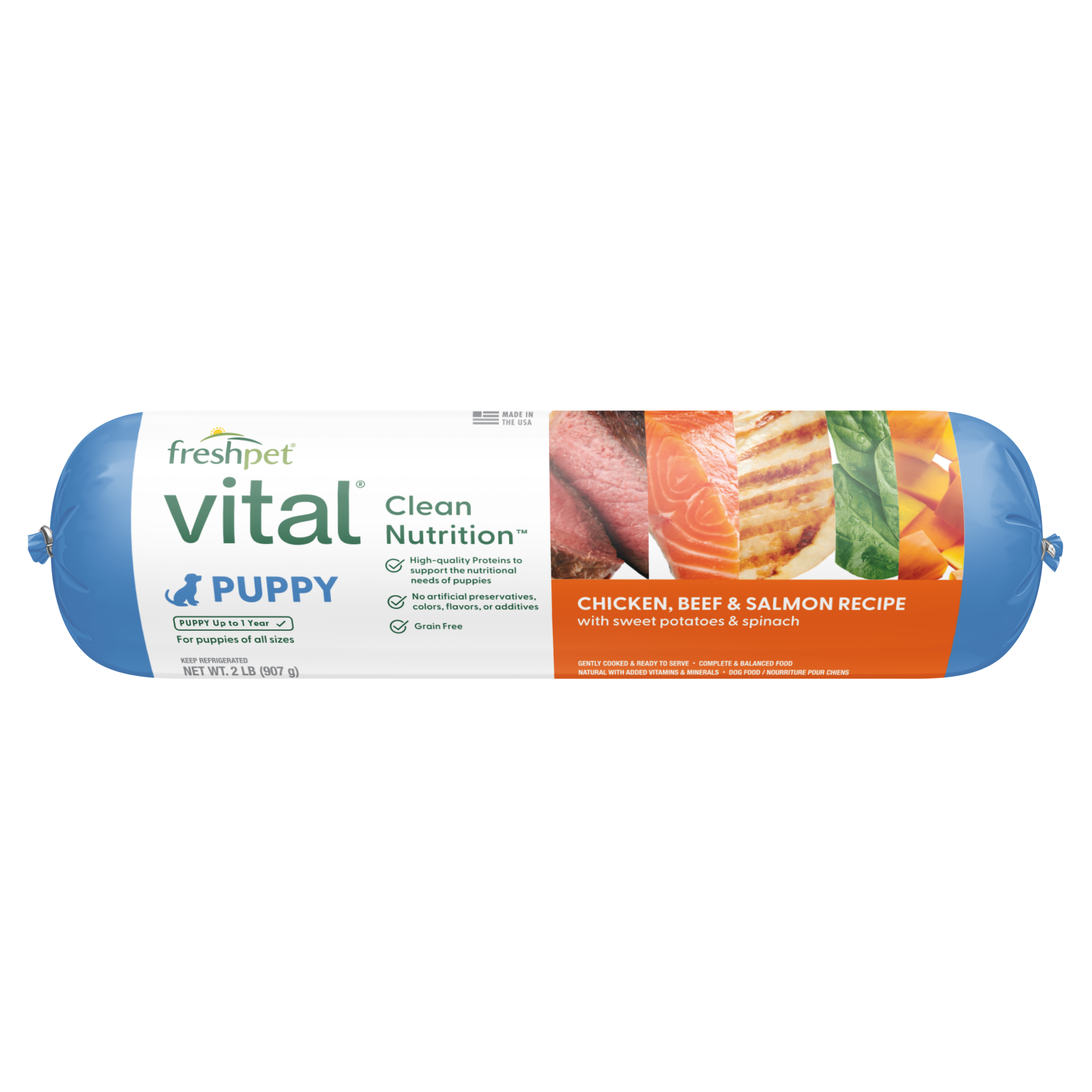 FRESHPET VITAL PUPPY ROLL GRAIN FREE CHICKEN, BEEF & SALMON RECIPE 2 LB