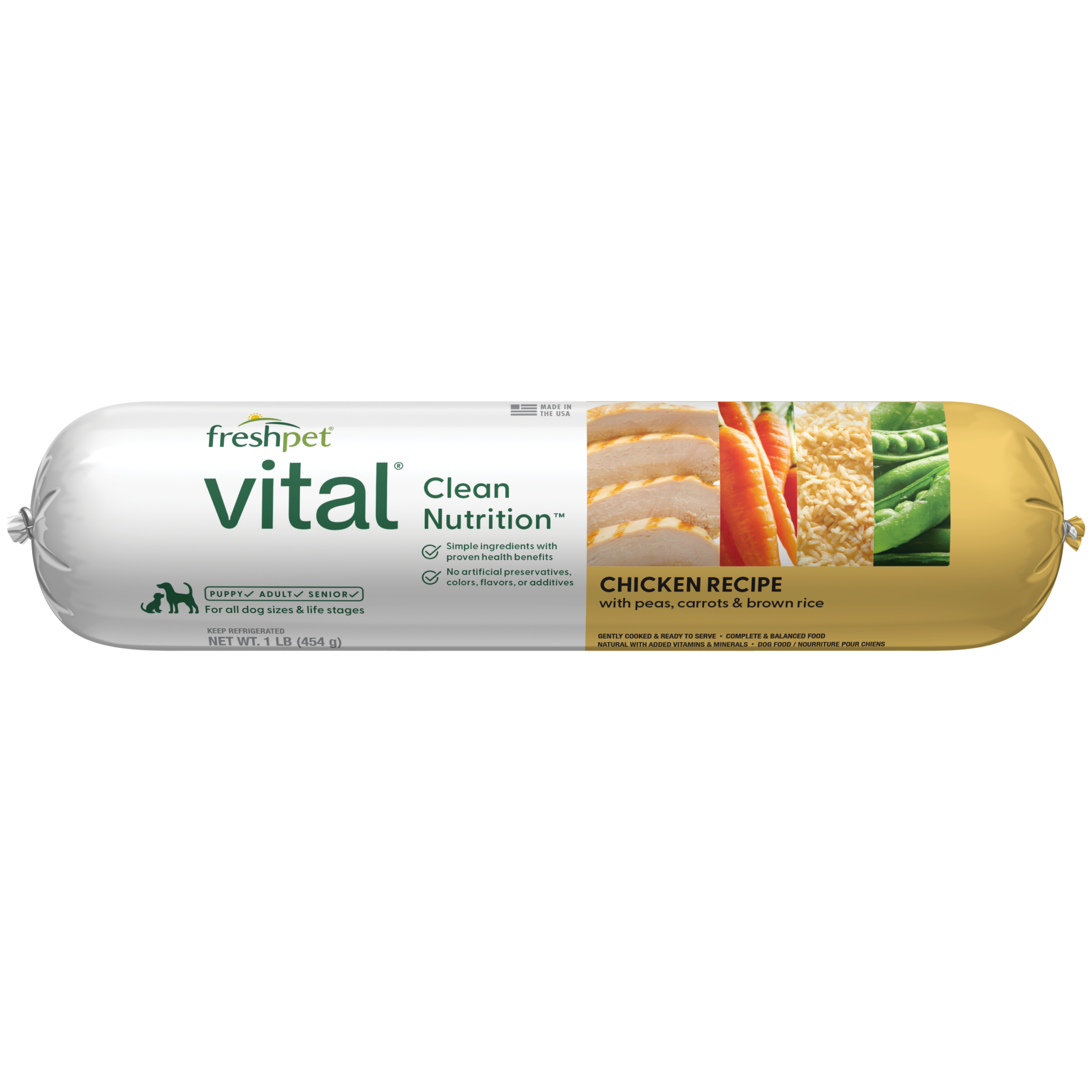 FRESHPET VITAL DOG ROLL CHICKEN RECIPE 1 LB