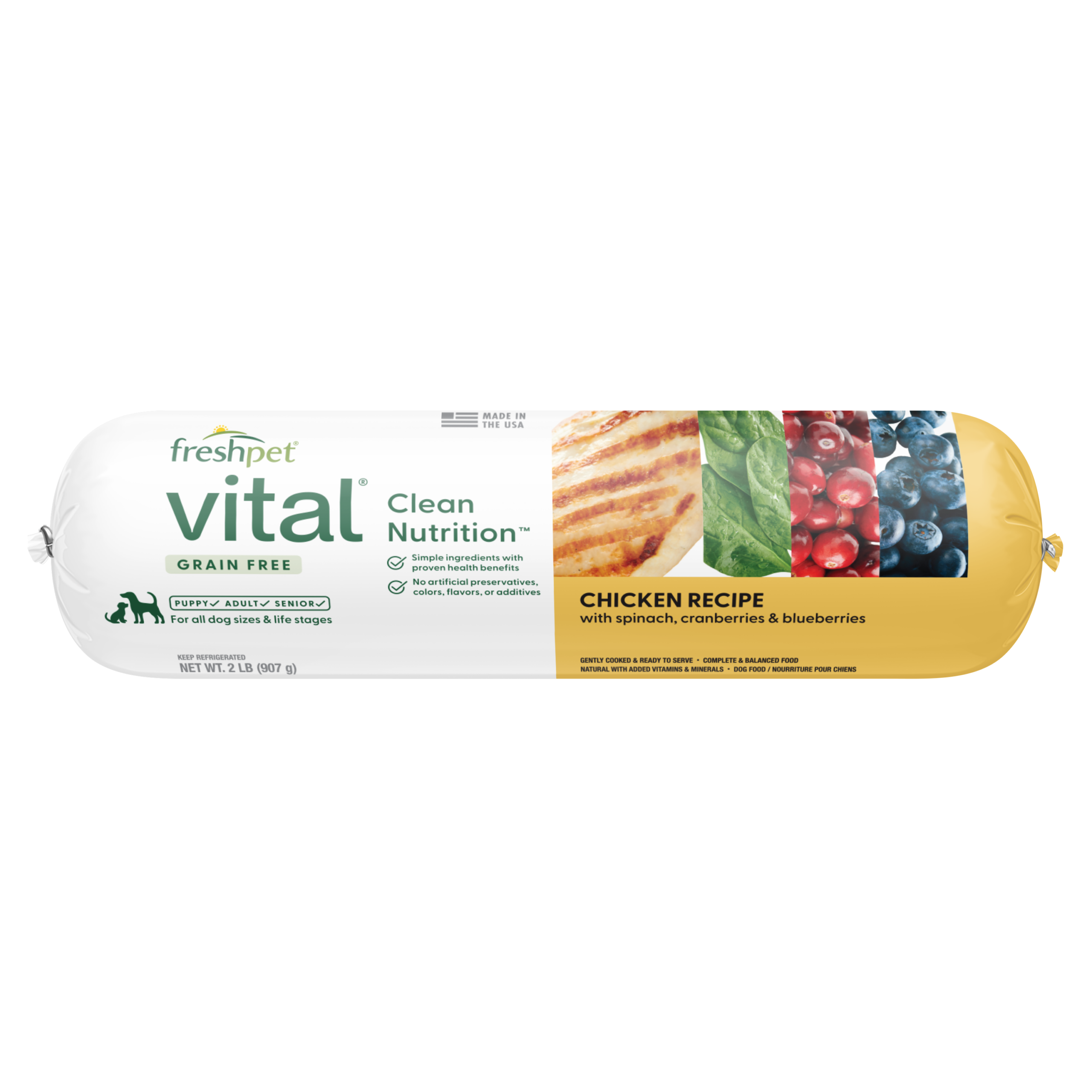 FRESHPET VITAL DOG ROLL GRAIN FREE CHICKEN RECIPE 2 LB