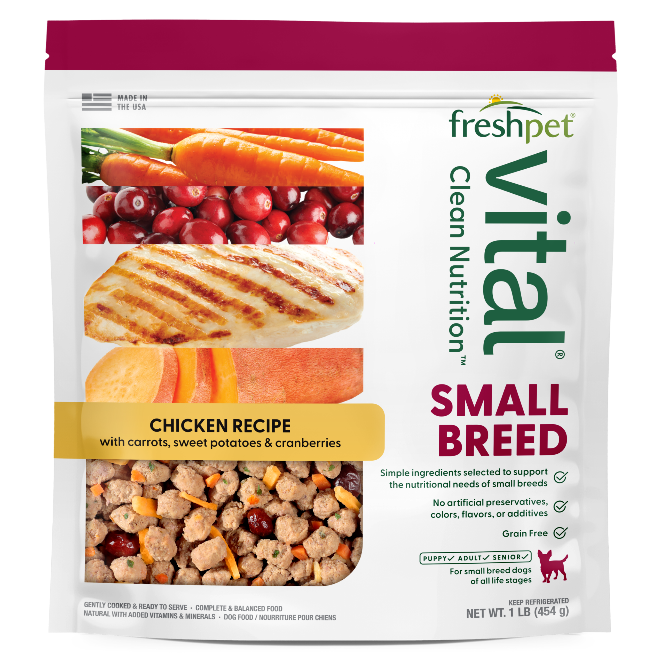 FRESHPET VITAL SMALL BREED ROASTED MEALS GRAIN FREE CHICKEN RECIPE 1 LB